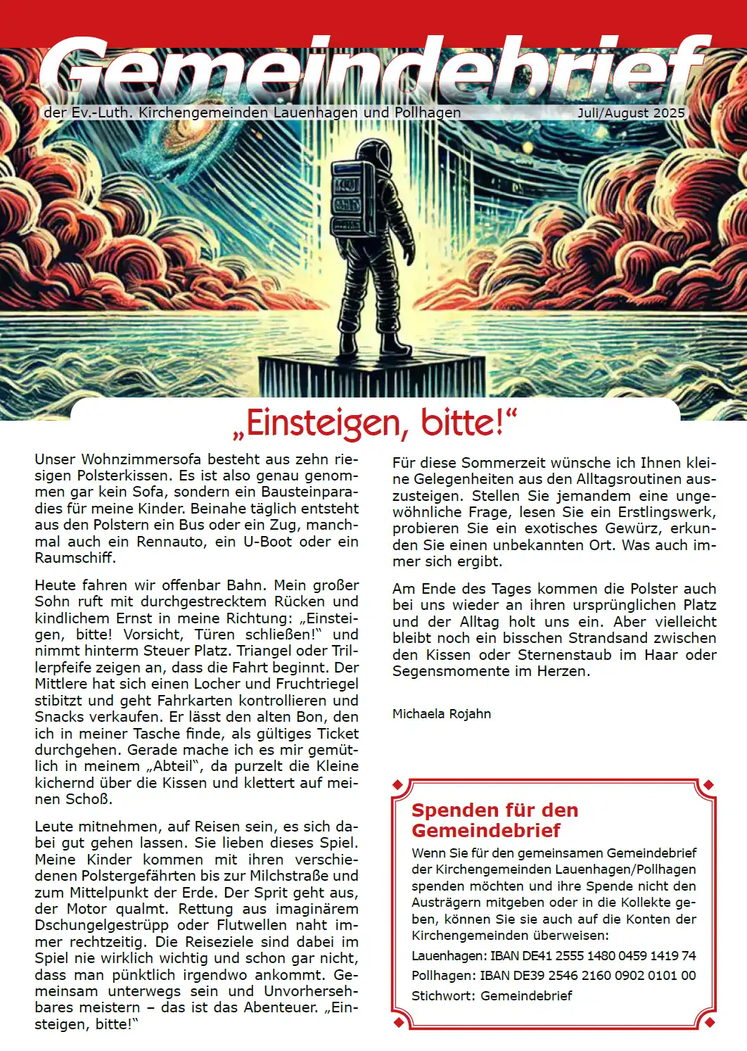 Titelseite des Gemeindebrief Juli/August 2025