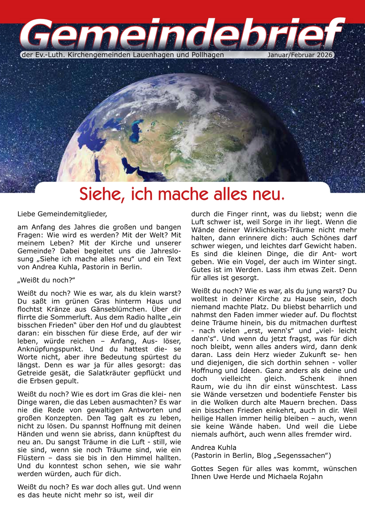 Titelseite des Gemeindebrief Juli/August 2025